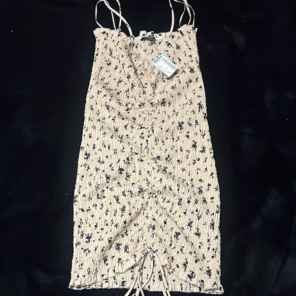 Floral Ruched Spaghetti Strap Dress